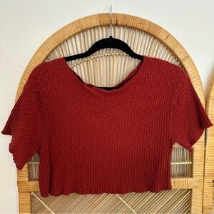 Out From Under Cropped Waffle Top